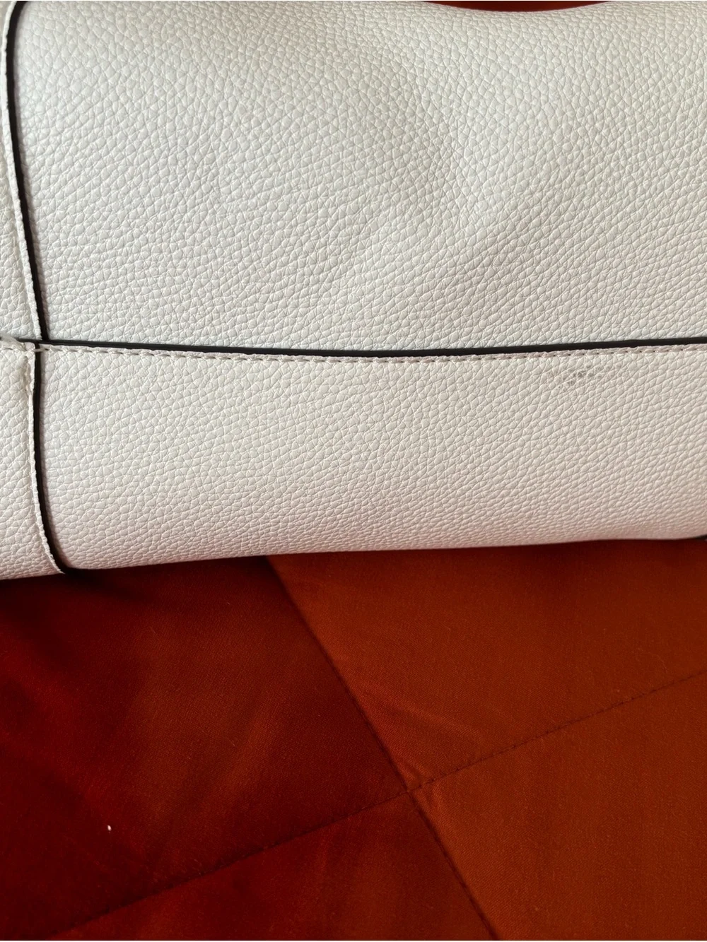 Aldo White Tote with Pink Trim and Charm